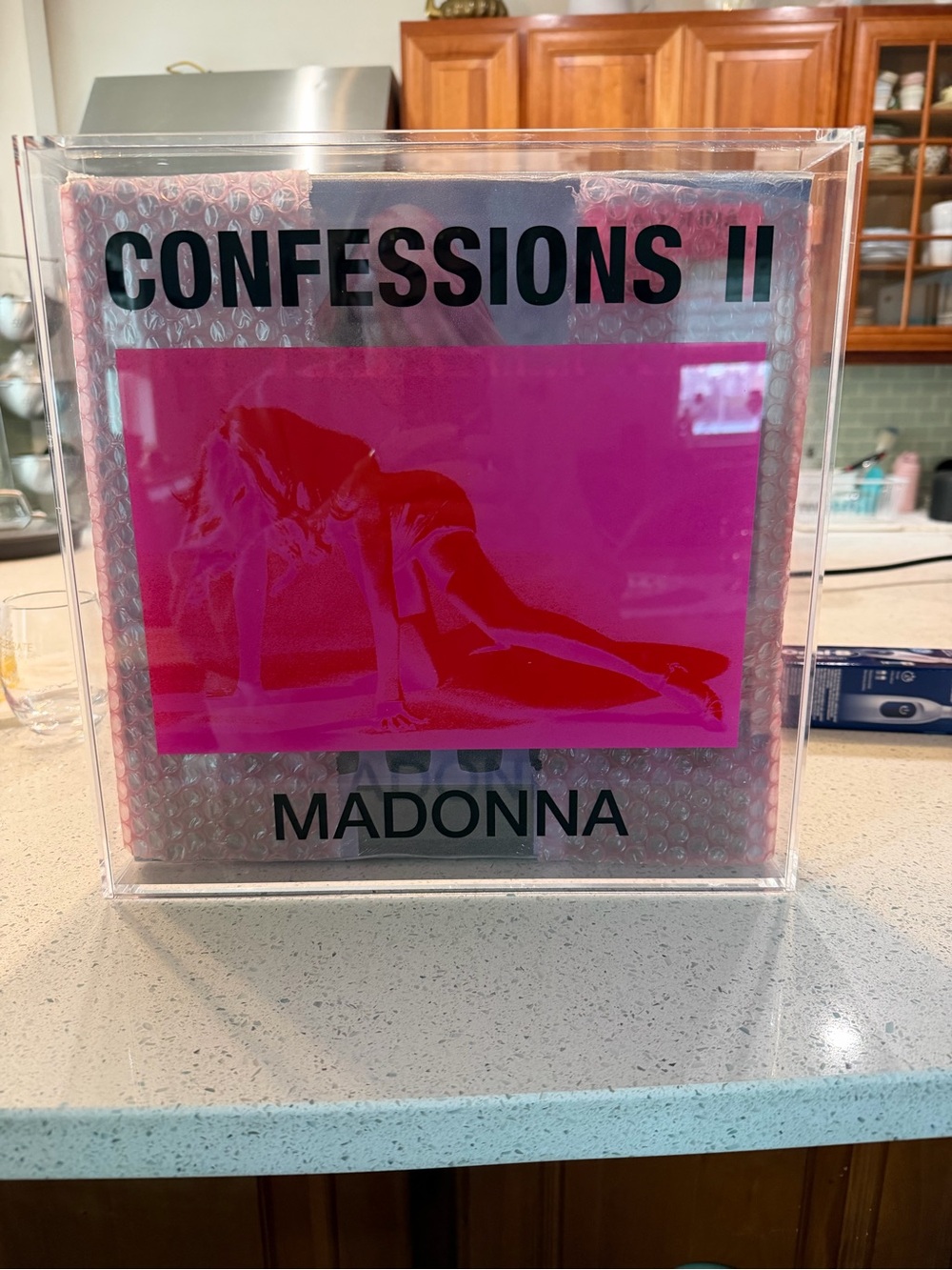 Madonna Clear Acrylic Display with Vivid Hot Pink Artwork promo set